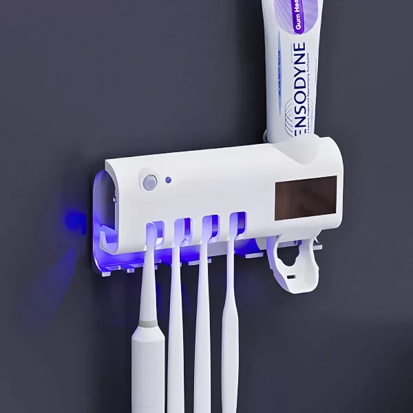 Suporte Dipenser Com Esterilizador UV Porta Escova e Pasta de Dente - Image 2
