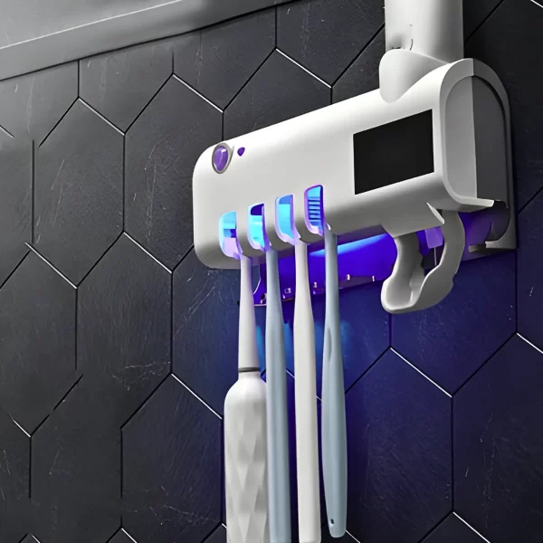 Suporte Dipenser Com Esterilizador UV Porta Escova e Pasta de Dente - Image 4