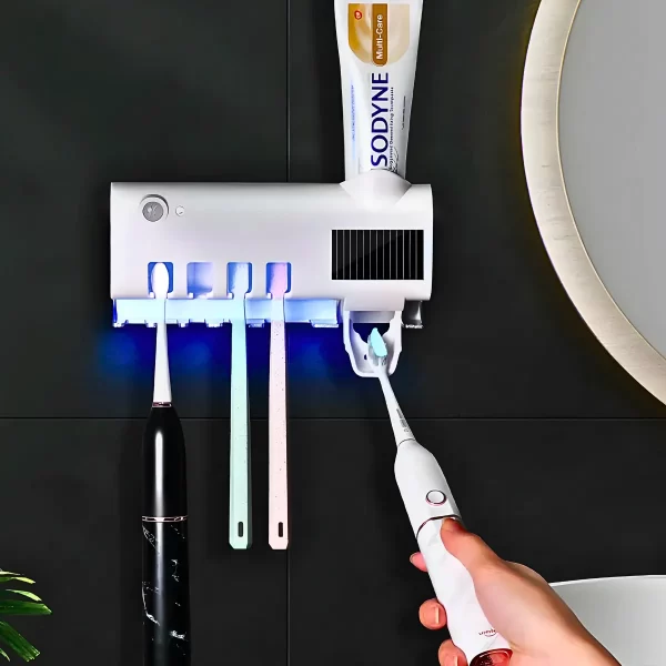 Suporte Dipenser Com Esterilizador UV Porta Escova e Pasta de Dente - Image 3