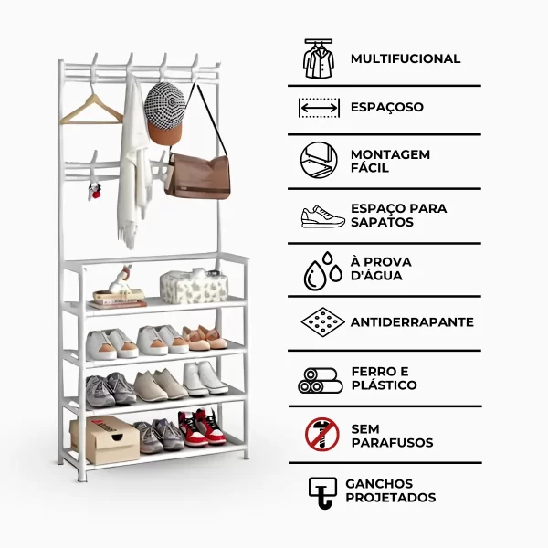 Sapateira Organizadora Com Ganchos 4 Prateleiras - Image 9