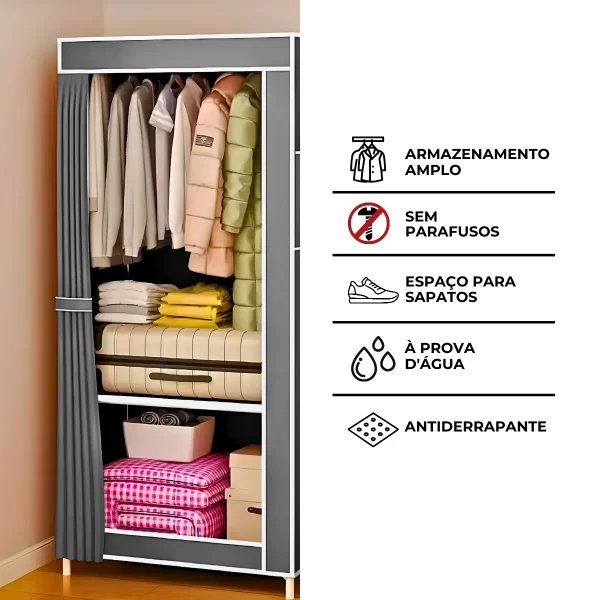 Guarda Roupa Closet Dobrável Organizador com Capa de Tecido 1 Porta - Image 11