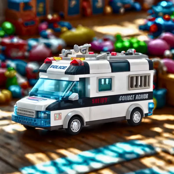 Carro Policia 77 Peças Lego Brinquedo com Luz Som - Image 4