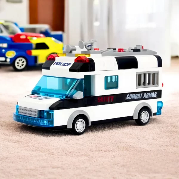 Carro Policia 77 Peças Lego Brinquedo com Luz Som - Image 5