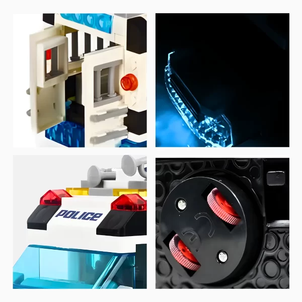 Carro Policia 77 Peças Lego Brinquedo com Luz Som - Image 7