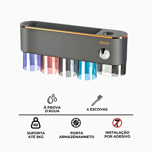 Suporte Porta Escova e Pasta de Dente com Armazenando - Image 9