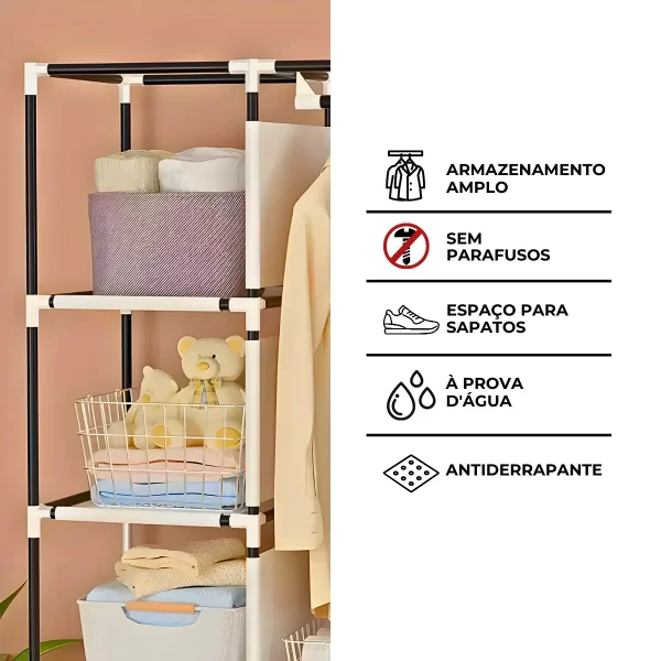 Guarda Roupa Closet Dobrável Organizador com Capa de Tecido - Image 11