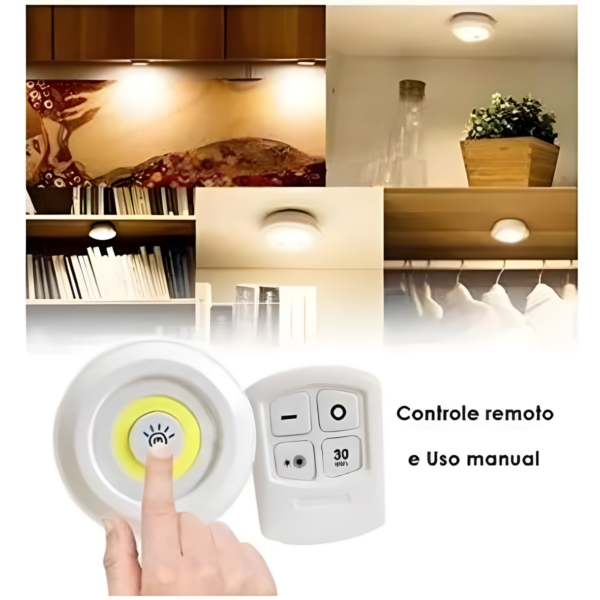 Kit 3 Lâmpadas Luminária Led Controle Sem Fio - Image 3