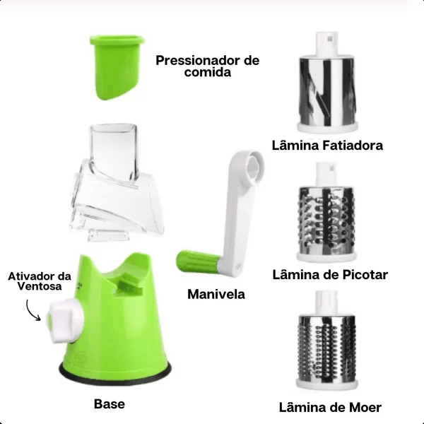 Ralador Fatiador Moderno Prático com 3 Lâminas - Image 6