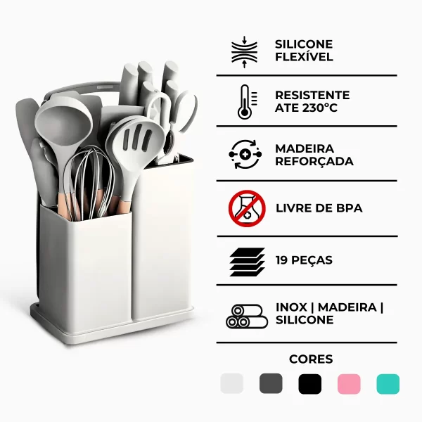 Kit Utensílios de Cozinha Jogo Completo 19 Peças - Image 9