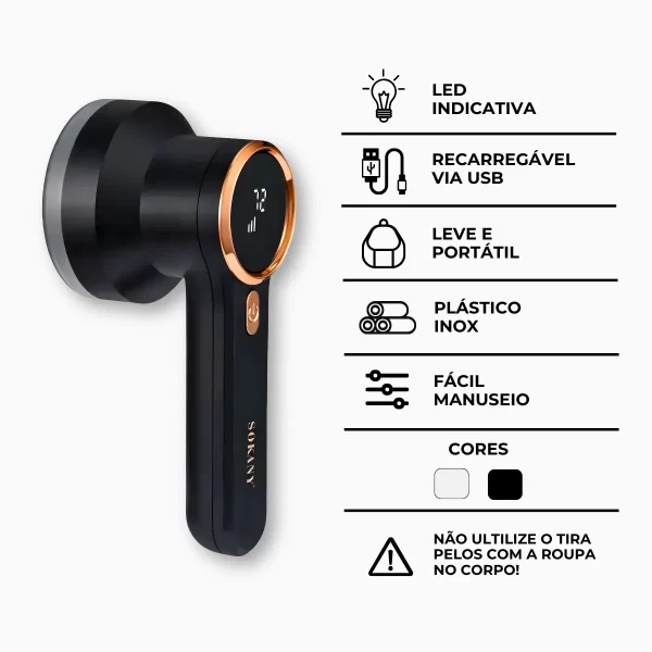 Aparador Elétrico Sem Fio de Pelos e Fiapos de Roupas - Image 9