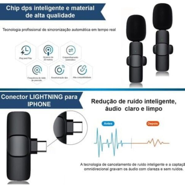 Microfone Lapela Sem Fio Compatível Android Usb C Type C - Image 2