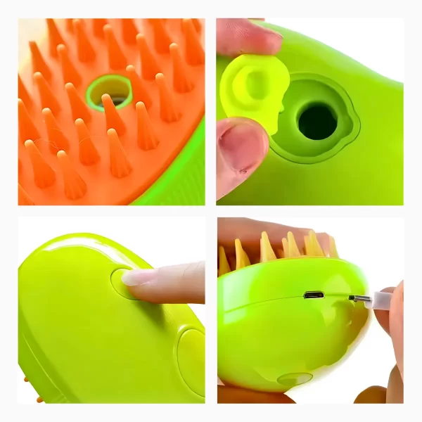 Escova Autolimpante 3 Em 1 Para Pets A Vapor com Spray - Image 8