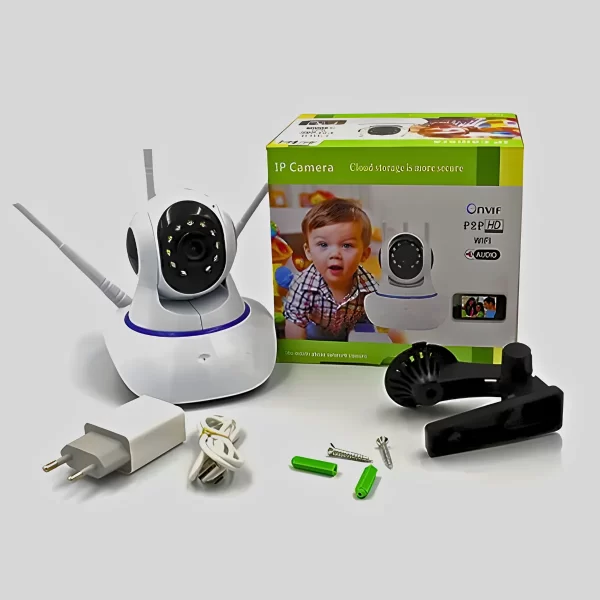Câmera Ip Sem Fio 360° 3 Antenas HD Wifi Visão Noturna Alarm - Image 4