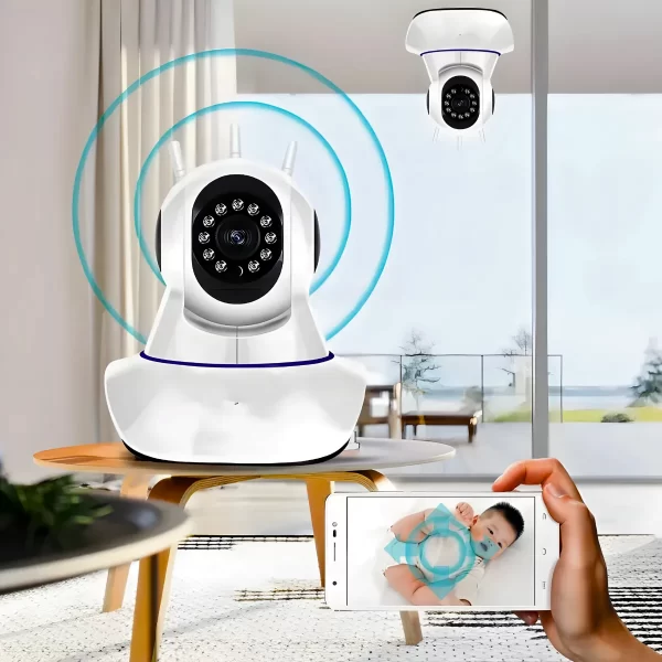 Câmera Ip Sem Fio 360° 3 Antenas HD Wifi Visão Noturna Alarm - Image 6