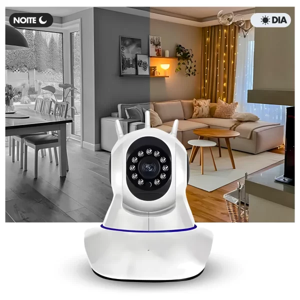 Câmera Ip Sem Fio 360° 3 Antenas HD Wifi Visão Noturna Alarm - Image 8