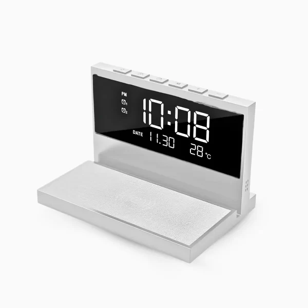 Carregador Indução + Relógio Despertador com mostrador de te