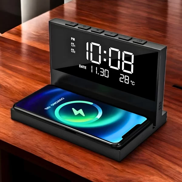Carregador Indução + Relógio Despertador com mostrador de te - Image 2