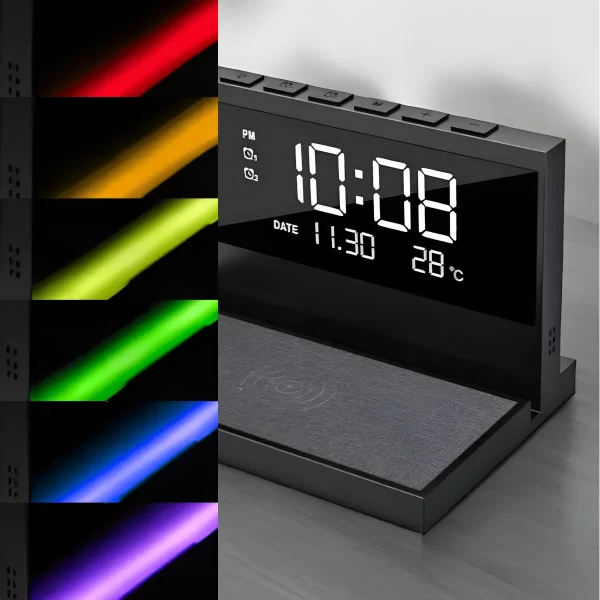 Carregador Indução + Relógio Despertador com mostrador de te - Image 4