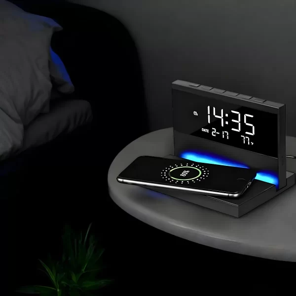 Carregador Indução + Relógio Despertador com mostrador de te - Image 3
