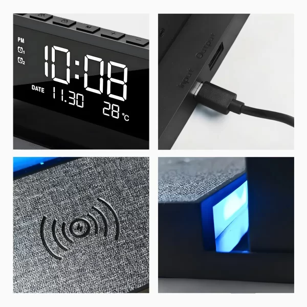 Carregador Indução + Relógio Despertador com mostrador de te - Image 6