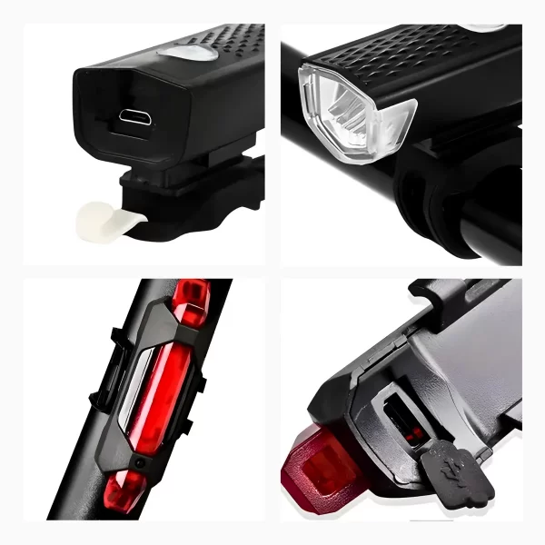 Kit Bike Farol Frontal + Traseiro Ultra Led Usb Recarregável - Image 6
