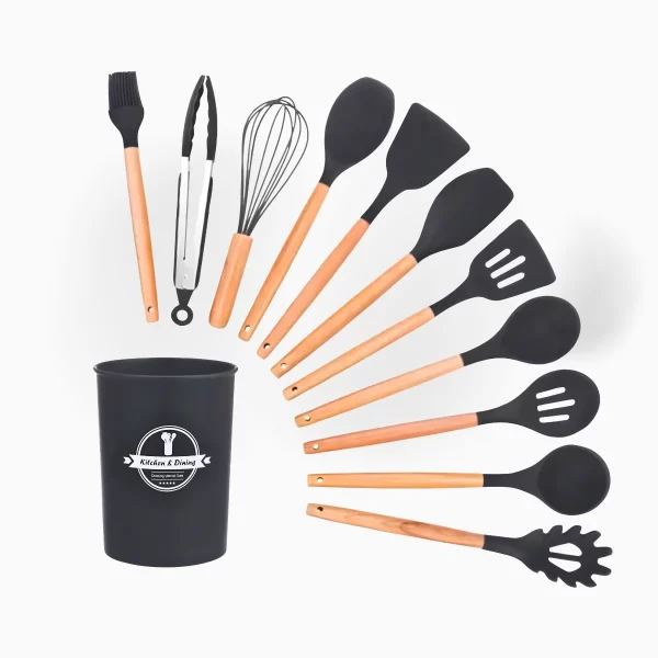 Kit Utensílios Cozinha 12 Peças Silicone Antiaderente - CINZ - Image 2