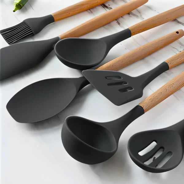 Kit Utensílios Cozinha 12 Peças Silicone Antiaderente - CINZ - Image 5