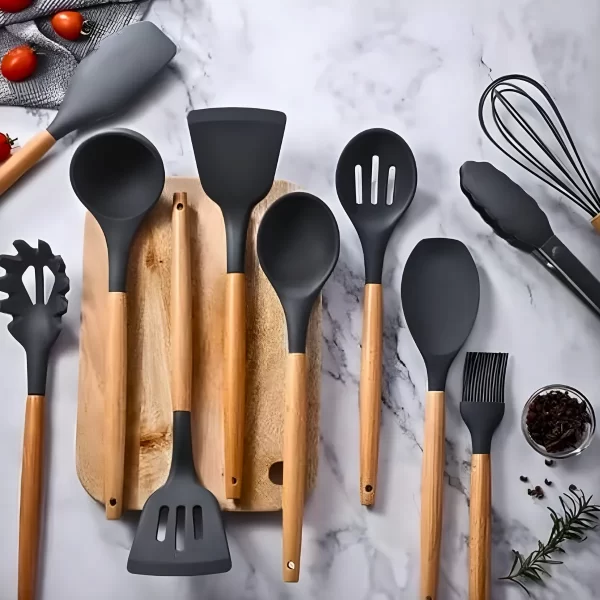 Kit Utensílios Cozinha 12 Peças Silicone Antiaderente - CINZ - Image 6