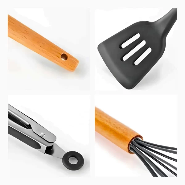 Kit Utensílios Cozinha 12 Peças Silicone Antiaderente - CINZ - Image 8